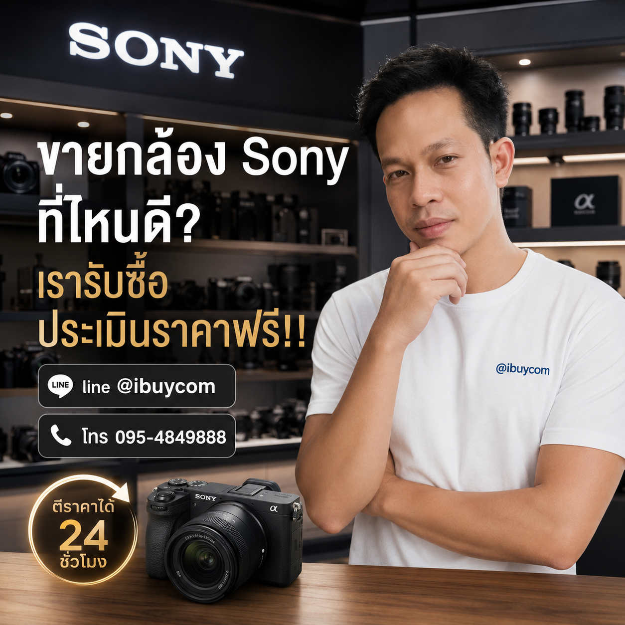 ภาพโปรโมตการส่งรูปเช็กราคากล้อง Sony ผ่านไลน์