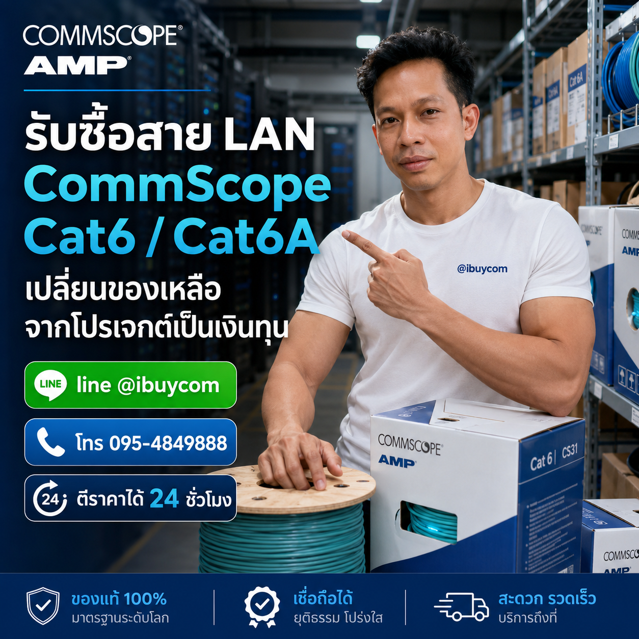 ภาพโปรโมตการเช็กราคาสายแลน CommScope AMP ผ่านไลน์