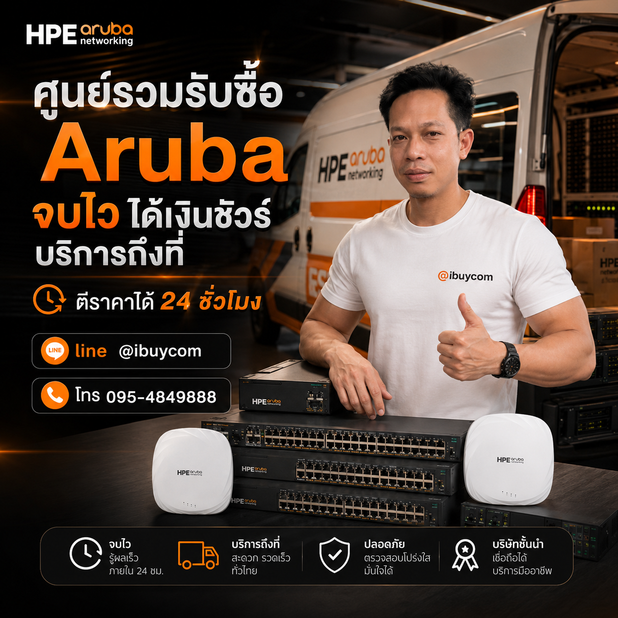 ภาพโปรโมตการส่งรูปเช็กราคา HPE Aruba ผ่านไลน์