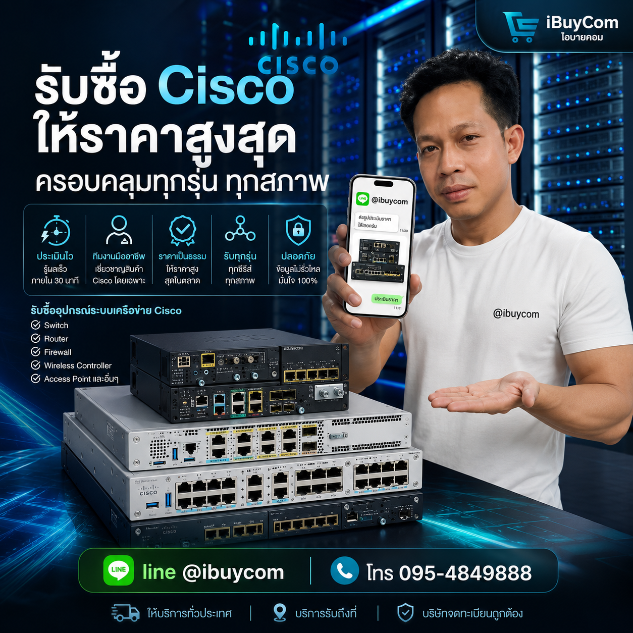 ภาพโปรโมตการส่งรูปเช็กราคา Cisco ผ่านไลน์