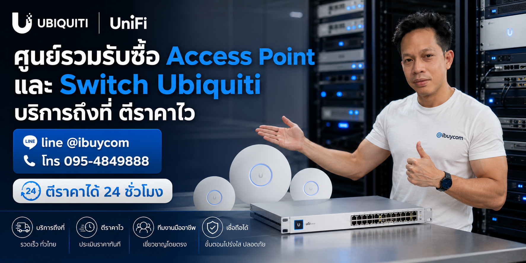 ภาพหลักโปรโมชั่นรับซื้อ Ubiquiti และ UniFi