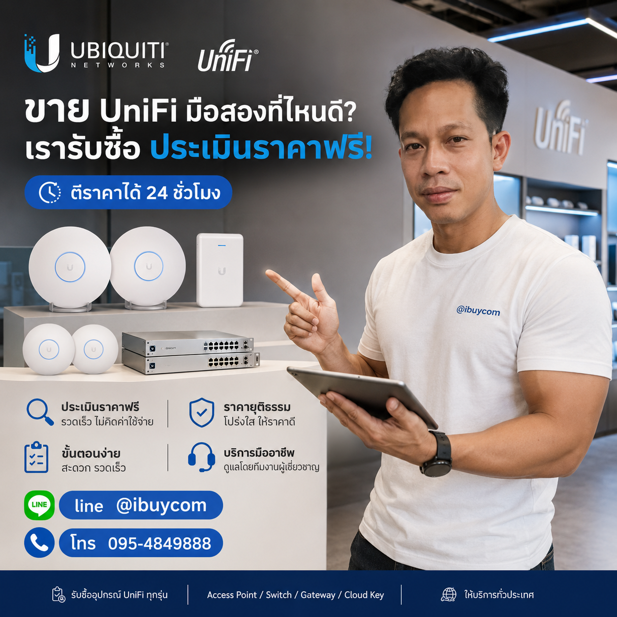 ภาพโปรโมตบริการรับซื้อ Ubiquiti และ UniFi